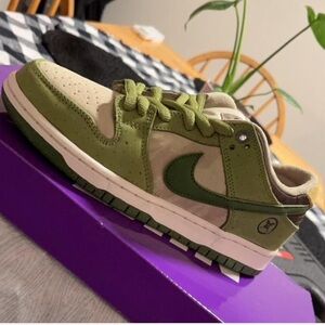 Nike Green and Cream Dunk Low Sneakers